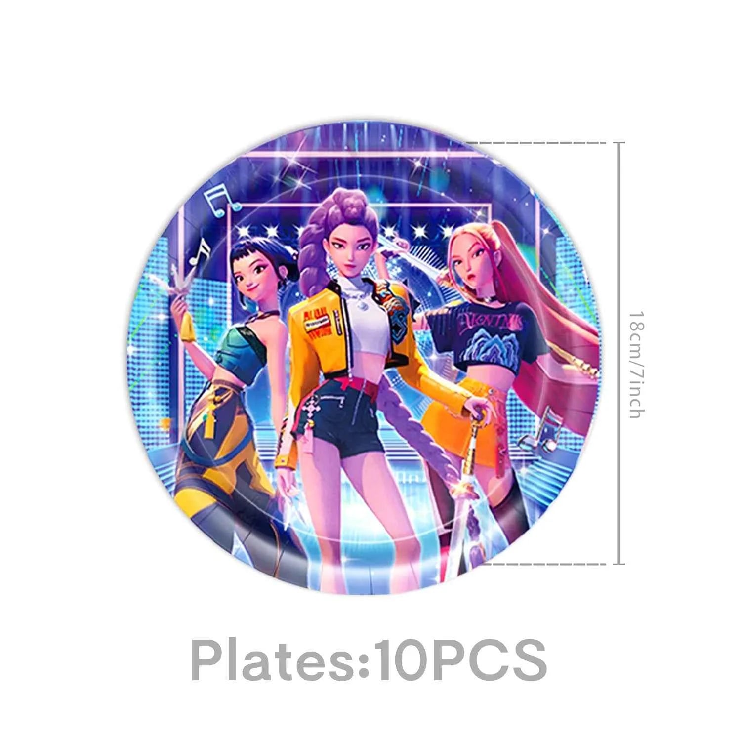 k pop demon hunters Theme Birthday Party Decorations Tableware Cup Plate  Gift bag paper Straw for Girls Baby Shower Supplies