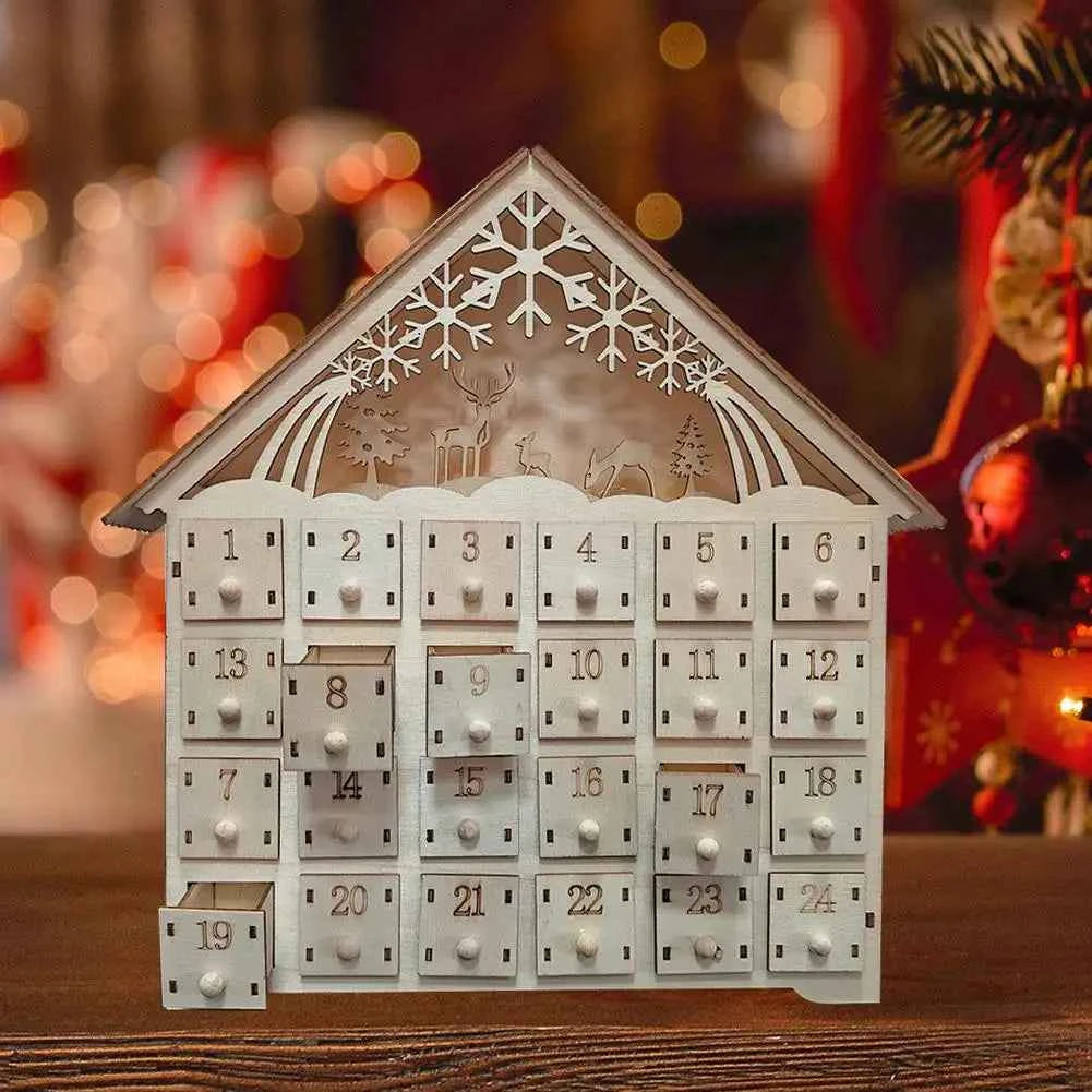 Christmas Advent Calendar 24 Days Countdown Decoration Reusable Detachable Wooden Tabletop Christmas Decoration