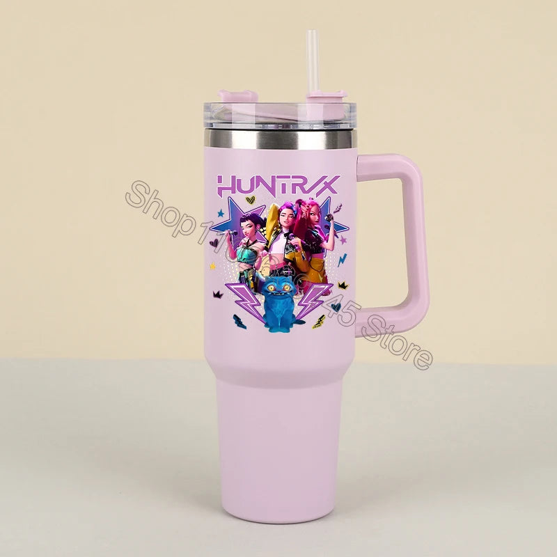 New K Pop Demon Hunters Water Bottles Kawaii Cartoon Water Bottle Girls Large Capacity with Handles Water Cup Birthday Gifts - YourGiftIdeasUK