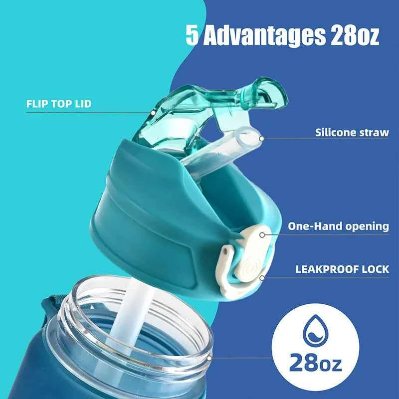 800ML KPop Demon Hunters Sports Water Bottle With Straw Men And Women Perfect For Outdoor Travel Hiking Office Jugs Fans Gifts