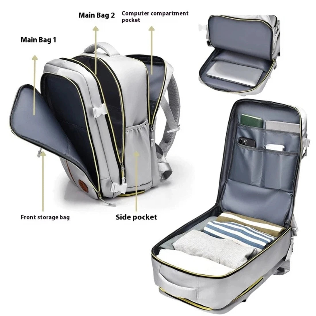 Cabin Flight Bag Backpack 42*28*21cm Travel Rucksack Overnight Carry on Luggage