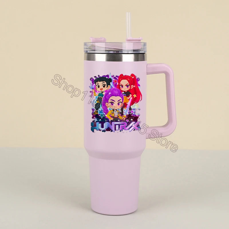 New K Pop Demon Hunters Water Bottles Kawaii Cartoon Water Bottle Girls Large Capacity with Handles Water Cup Birthday Gifts - YourGiftIdeasUK
