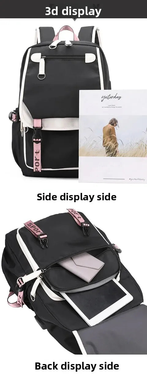 KPop Demon Hunters Student Backpack Single Shoulder Bag Casual Pencil Case Three Piece Set Oxford Cloth Unisex Backpack