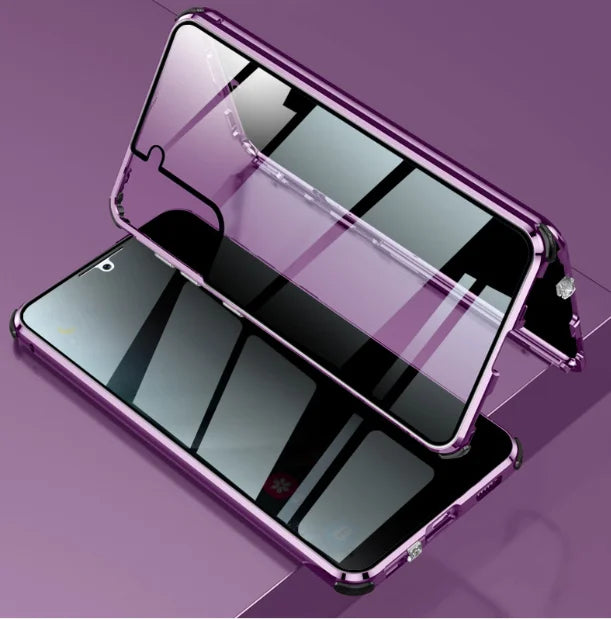 360 Degree Privacy Metal Case iPhone 16 15 13 14 Plus 12 Mini 11 Pro Max Lens Protection Dual Snap Lock Protective Cover