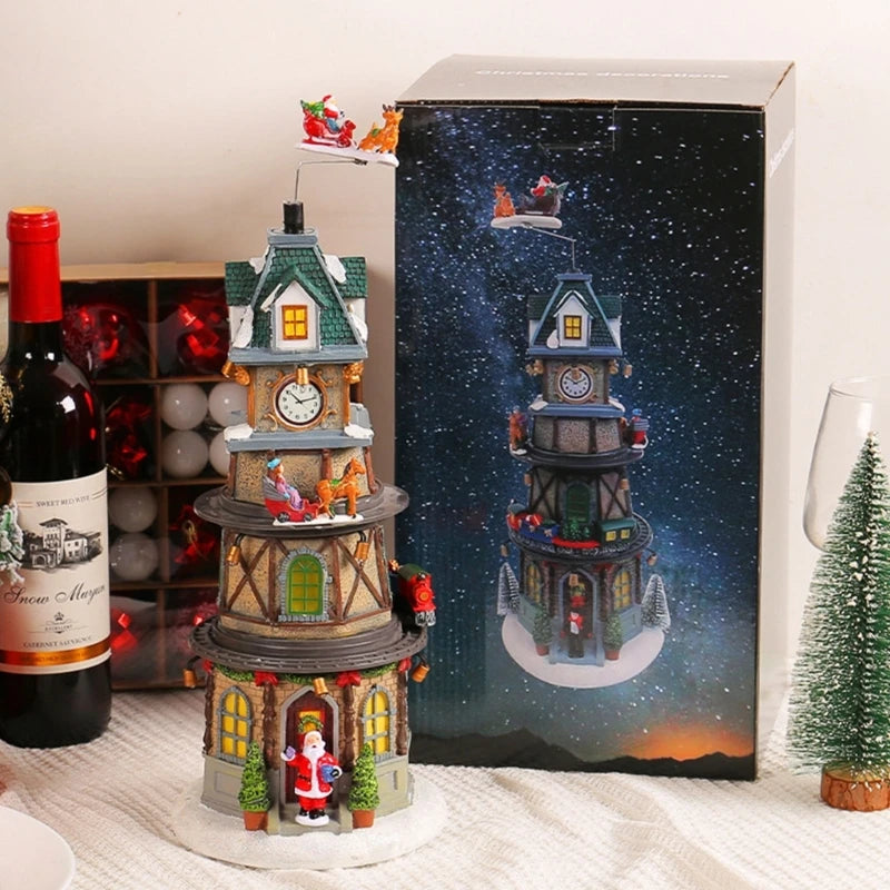 Delicate Christmas Music Box House Figurine with Led Light - YourGiftIdeasUK