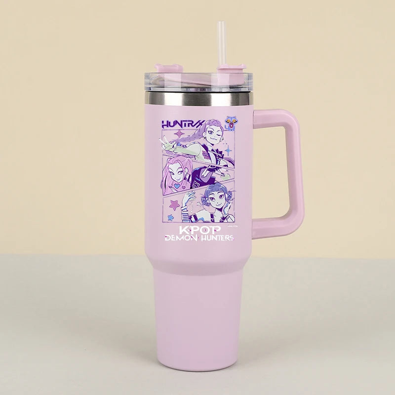 New K Pop Demon Hunters Water Bottles Kawaii Cartoon Water Bottle Girls Large Capacity with Handles Water Cup Birthday Gifts - YourGiftIdeasUK