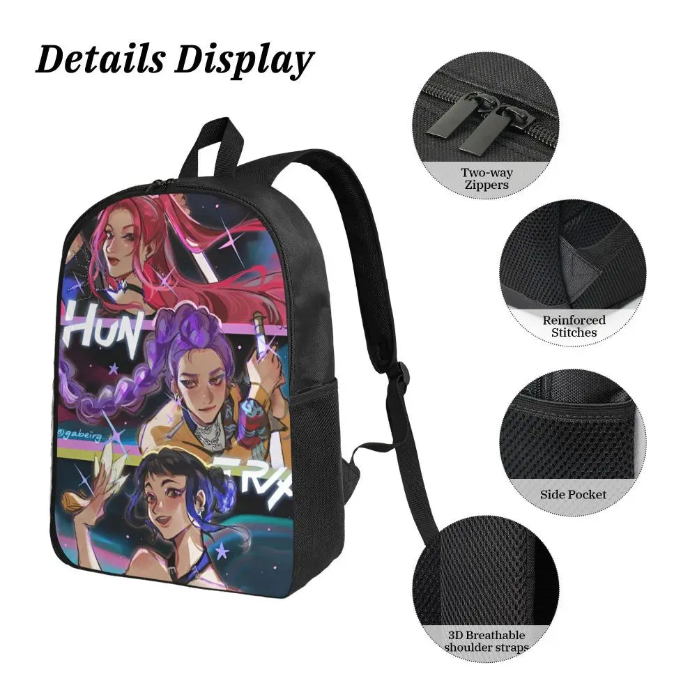 3Pcs Kpop Demon Hunters Huntrix  Backpack Set for Kids Pencil Boxes Bookbag Sets with Lunch Box For School Students Knapsack
