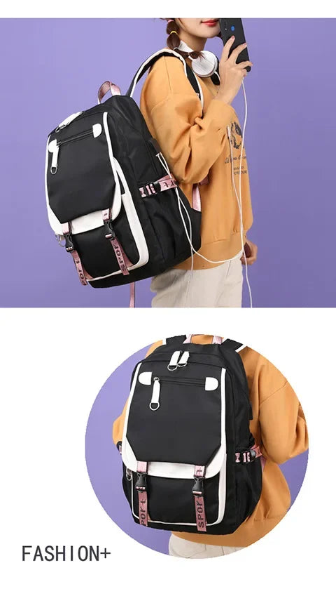 KPop Demon Hunters Student Backpack Single Shoulder Bag Casual Pencil Case Three Piece Set Oxford Cloth Unisex Backpack
