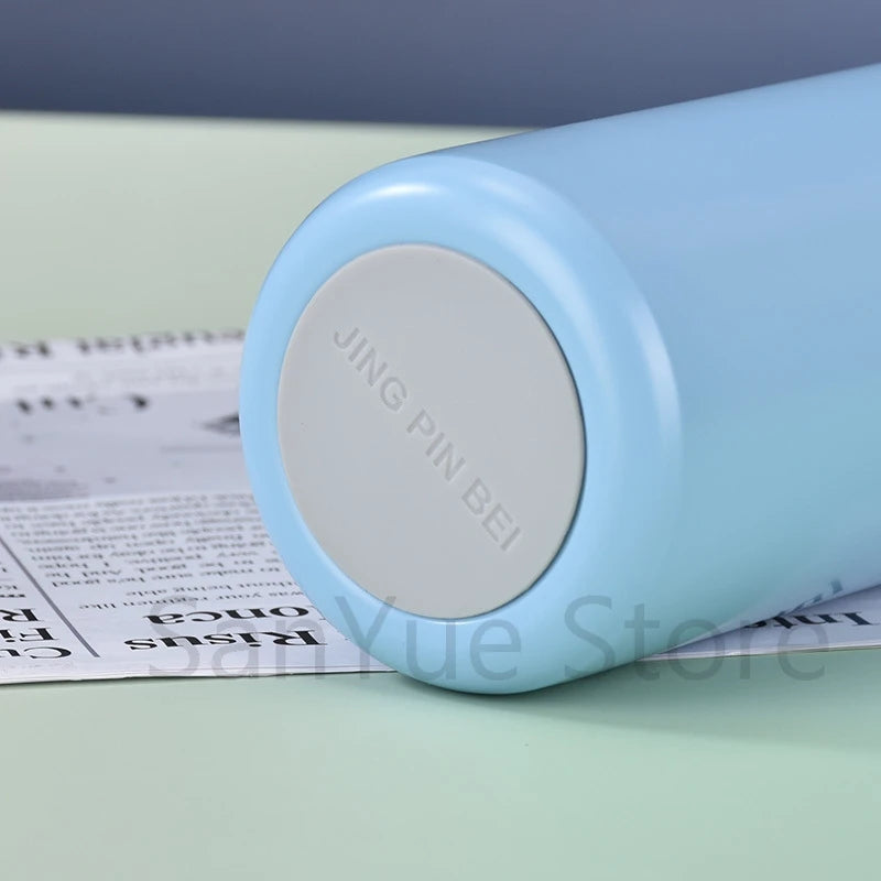 400Ml Water Bottle Cartoon Printed Thermos Cup Pocket Stainless Steel Thermal Coffee Mug Vacuum Insulated Flask Cup Kid Gift