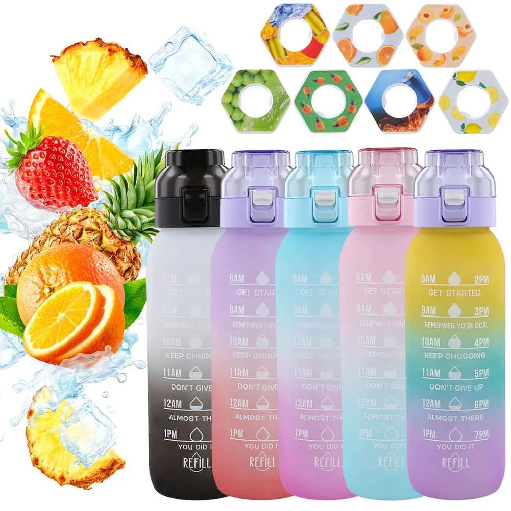 1000ML Fragrance Smelling Water Bottle with 1/7 Flavor Pod Air Water Up Bottle Scented Drinking Cup for Travel Climbing Hiking