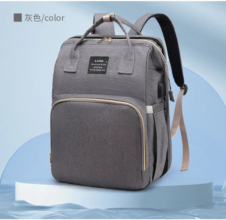 Multifunctional Mother and Baby Bag Mom Bag Bottle Backpack 2024 New Folding Sleeping Changing Bag Diaper Backpack