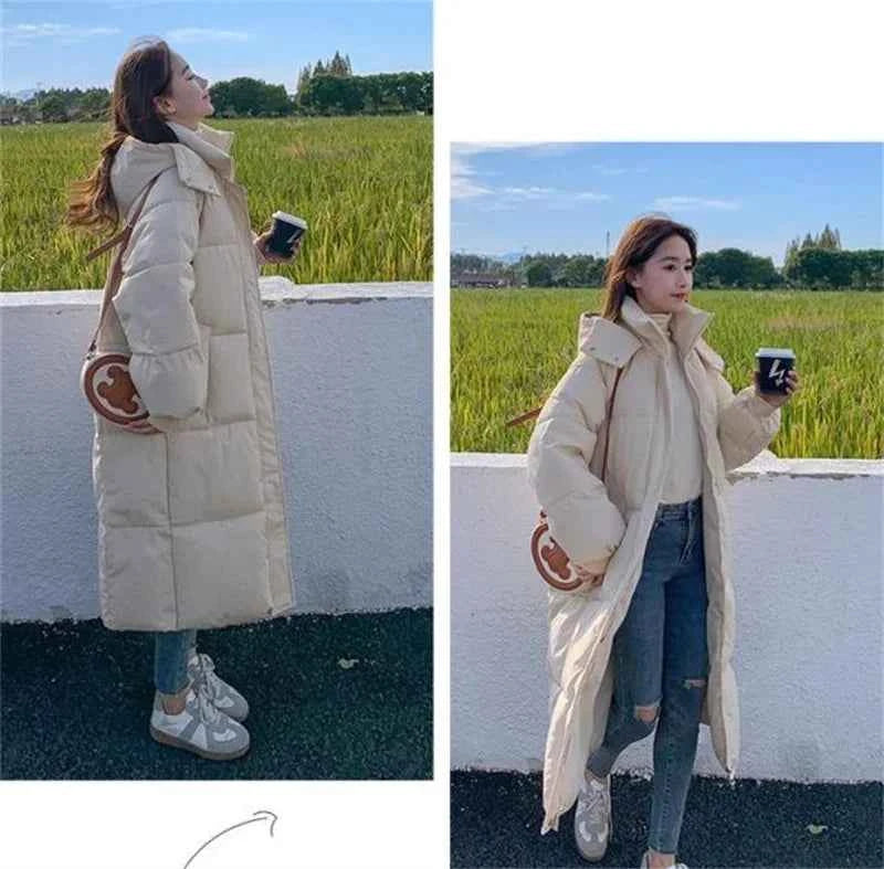 2024 New Winter Women Jacket Warm Parkas Female Thicken Puffer Coat Cotton Padded Parka Long Hooded Outwear Loose Women Snow Jac
