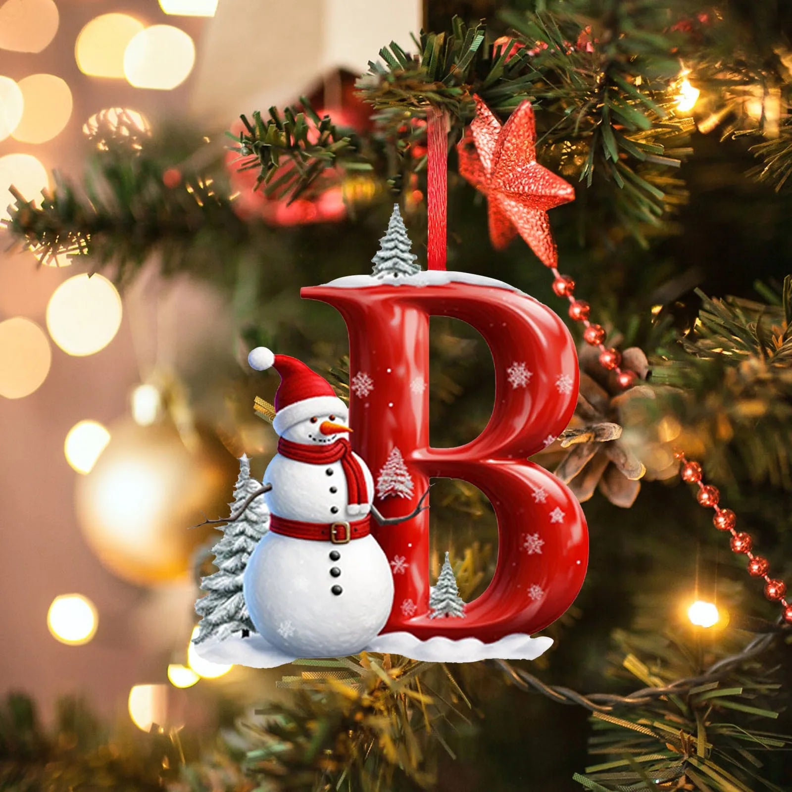 New Christmas Tree Decoration 2D Letter Pendant Acrylic 26 Letter Pendant Hanging Christmas Tree Ornament Accessories navidad - YourGiftIdeasUK