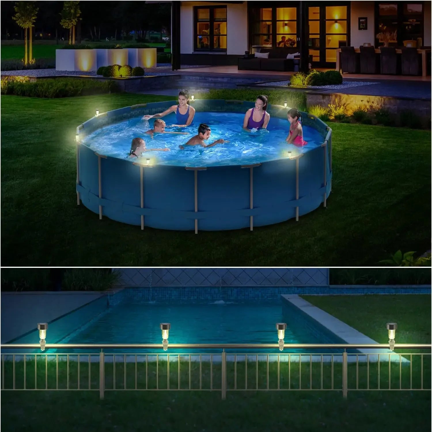 1/2/4/6/8/10PCS Solar Pool Light Frame on the ground for swimming pool outdoor pool fence decorative accessories Waterproof LED