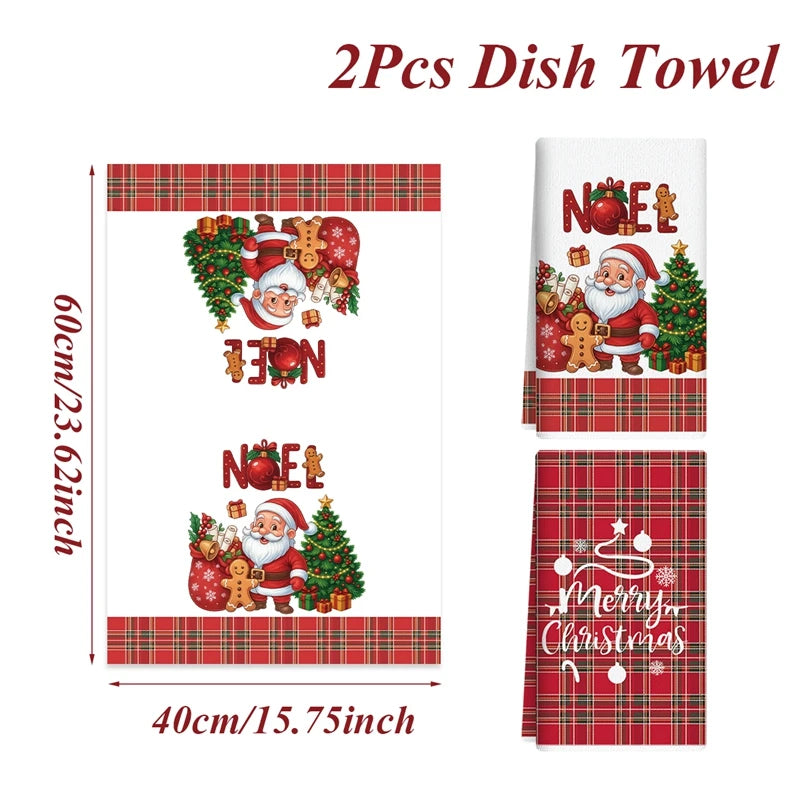 2pcs Christmas Kitchen Towels Merry Christmas Party Decoration 2025 Xmas Santa Claus Dish Towel Navidad Natal New Year Gift 2026 - YourGiftIdeasUK