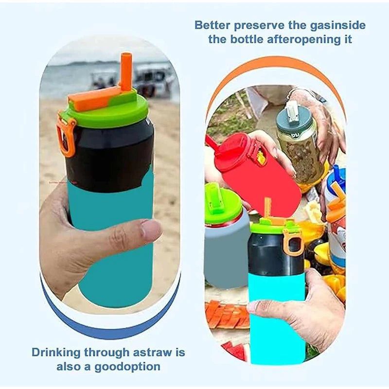 Coca Cola Can, Straw Cup Lid, Reusable, Sealed, Dustproof, Suitable For Beer Soda Can, Household Kitchen, Drinking Water Tool - Your Gift Ideas