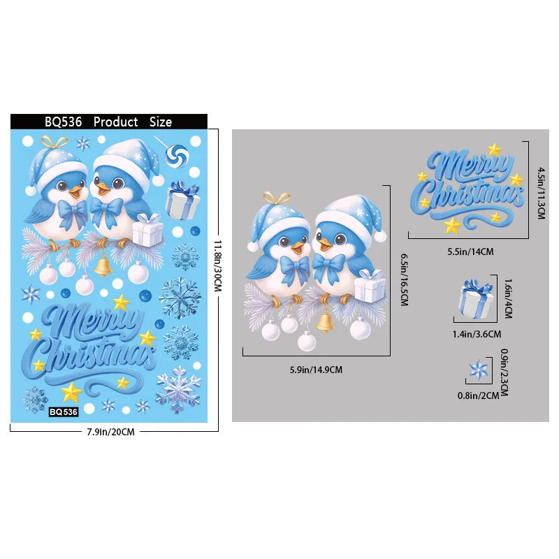 Merry Christmas Stickers Christmas Decoration 2025 Cartoon Snowman Santa Xmas Tree Claus Window Glass Door Wall Stickers Gifts - YourGiftIdeasUK