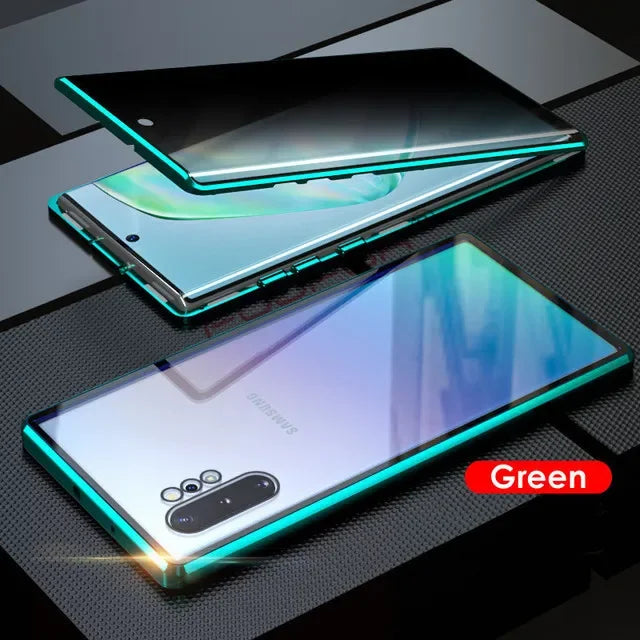 For Samsung Galaxy S23 FE S24 S25 Ultra S22 Plus Case 360° Double Sided Glass Anti Peeping Privacy Metal Magnetic Phone Cover