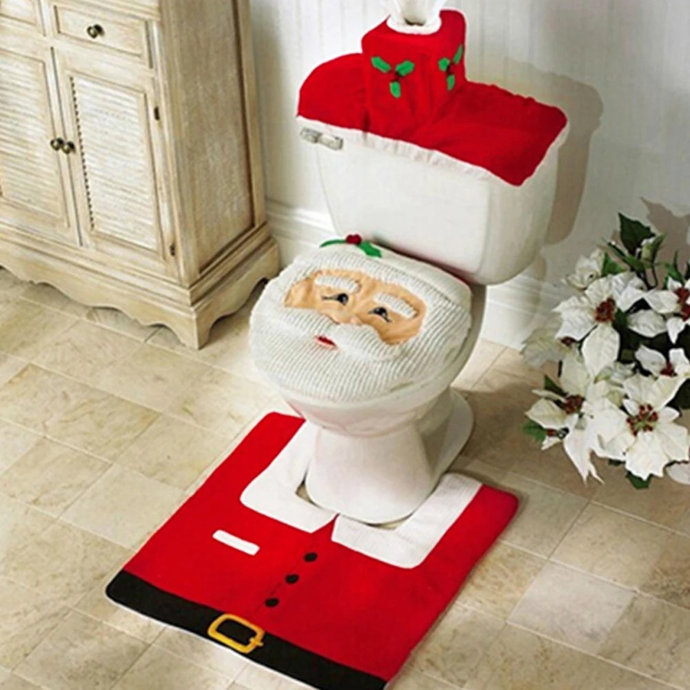 New Cute Christmas Toilet Seat Covers Creative Santa Claus Bathroom Mat Xmas Supplies for Home New Year Navidad Gift Decor 2024 - YourGiftIdeasUK