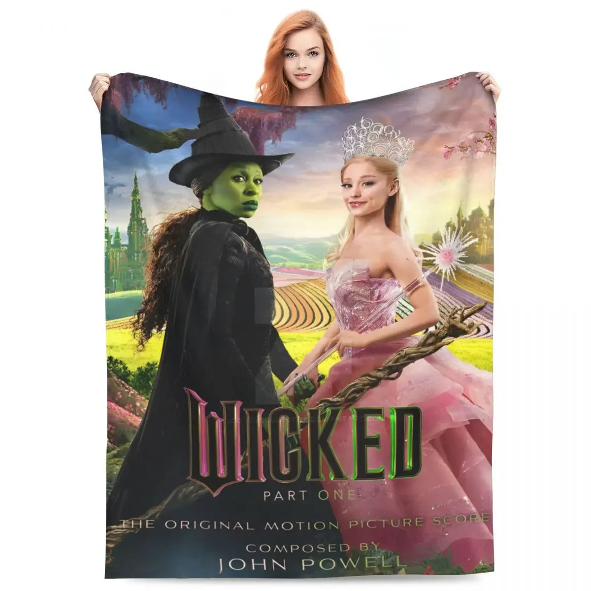 Soft Blanket Travel Wicked Elphaba & Glinda Tonal Throw Blanket Magic Movie Flannel Bedspread For Bedroom Aesthetic Bed Cover - YourGiftIdeasUK