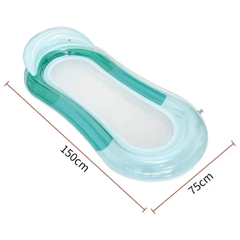 Inflatable Floating Lounger Portable Water Recliner Hammock Sleeping Bed Swimming Mattress Pool Party Toy Lounge Bed
