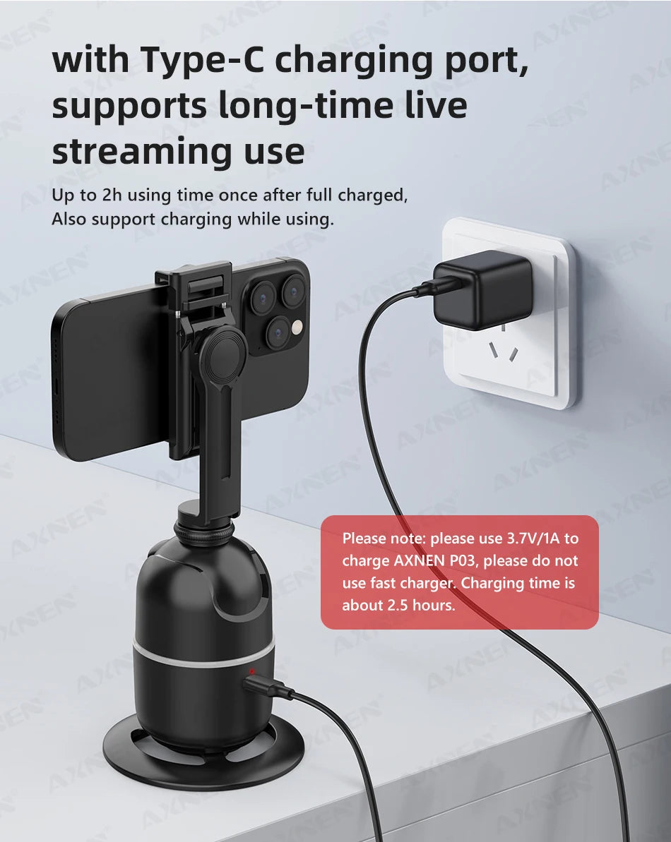 Smart Auto Face Tracking Desktop AI Gimbal for Smartphone & Action Camera 360 Rotation Follow Focus Vlog Kit, Option with Tripod