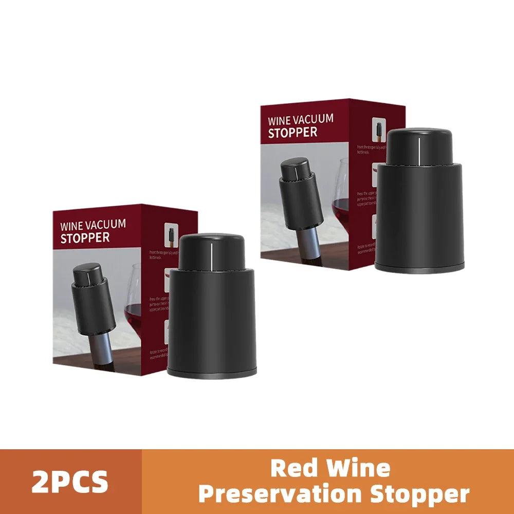 1/2pc Vacuum Wine Bottle Cap Stopper Sealed Storage Vacuum Memory Wine Stopper Push Style Barware Wine Cork Black Bar Tools - Your Gift Ideas