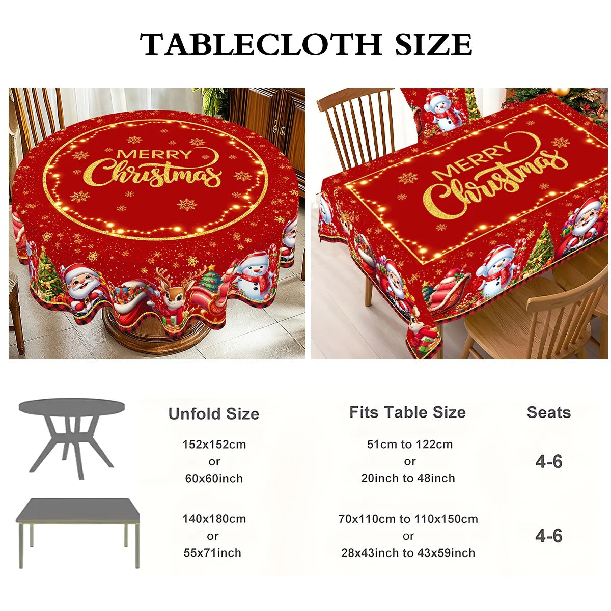 Christmas Tablecloth Christmas Party Decoration 2025 Xmas Table Decor Santa Claus Table Cover Navidad Natal New Year Gift 2026 - YourGiftIdeasUK