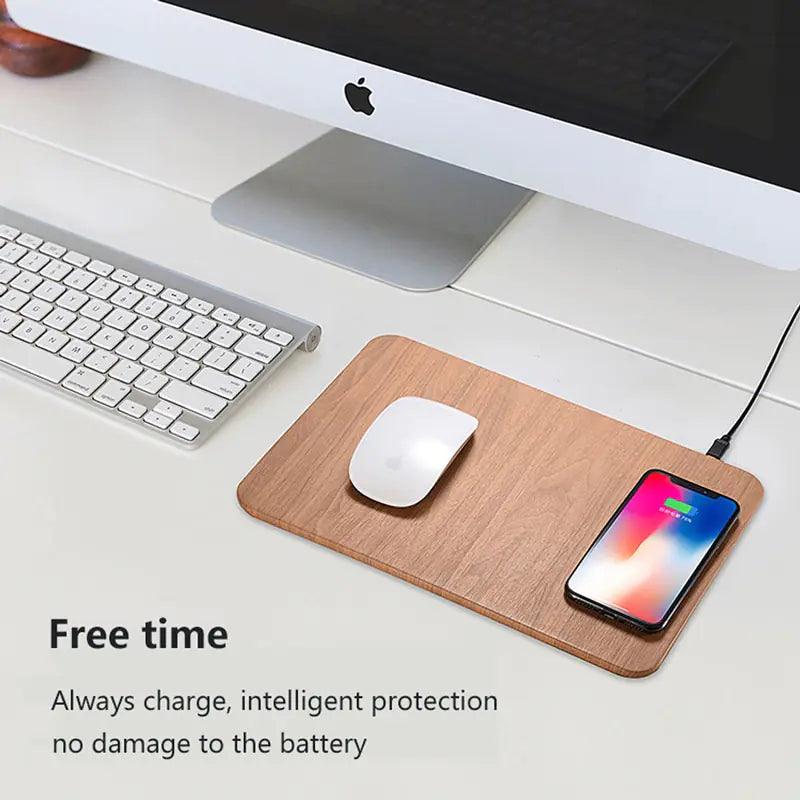 Leather Wood Wireless Charging Mouse Pad - Your Gift Ideas