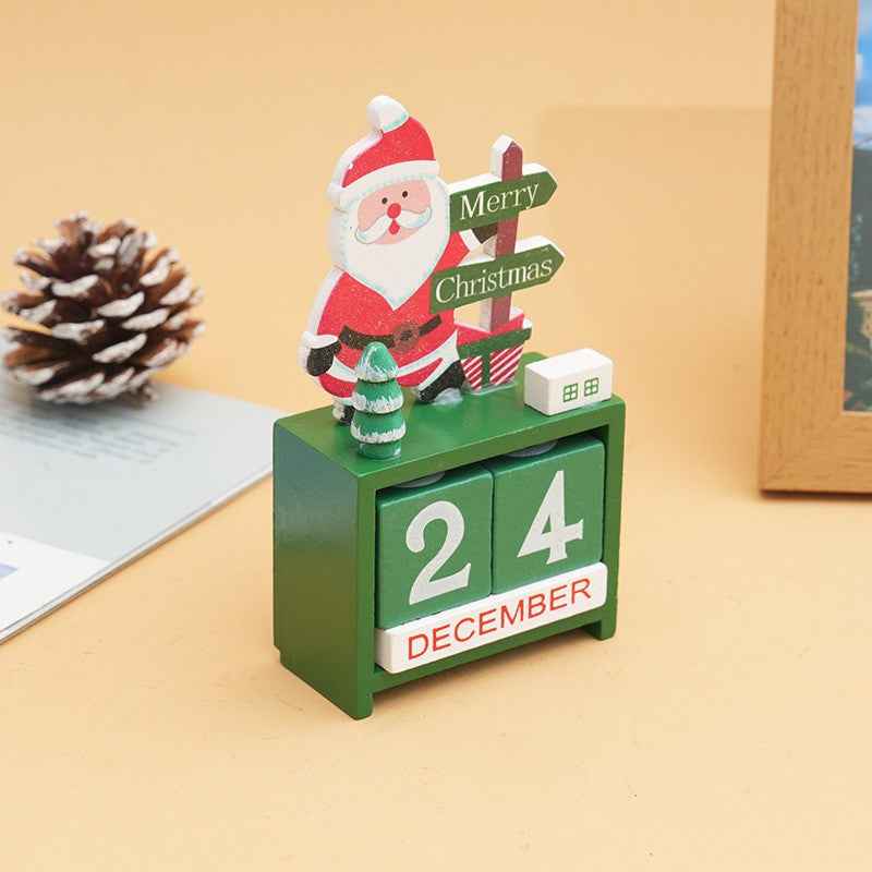 Wooden Christmas Calendar Ornament Desktop Decoration