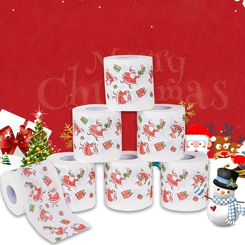 Festive Christmas Toilet Paper Roll: 10x10cm Santa Printed Tissue, Merry Christmas Home Decoration, Suitable for Christmas and New Year Parties