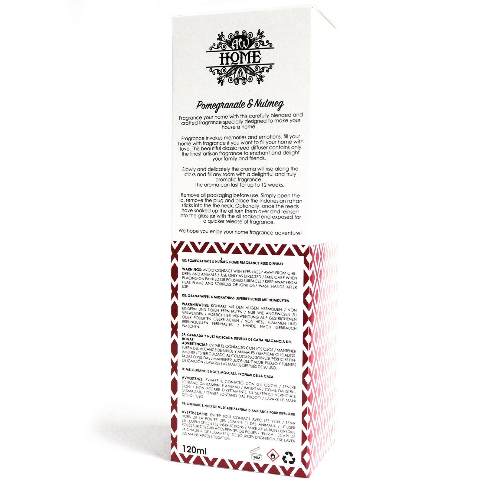 120ml Reed Diffuser -  Pomegranate & Nutmeg - YourGiftIdeasUK