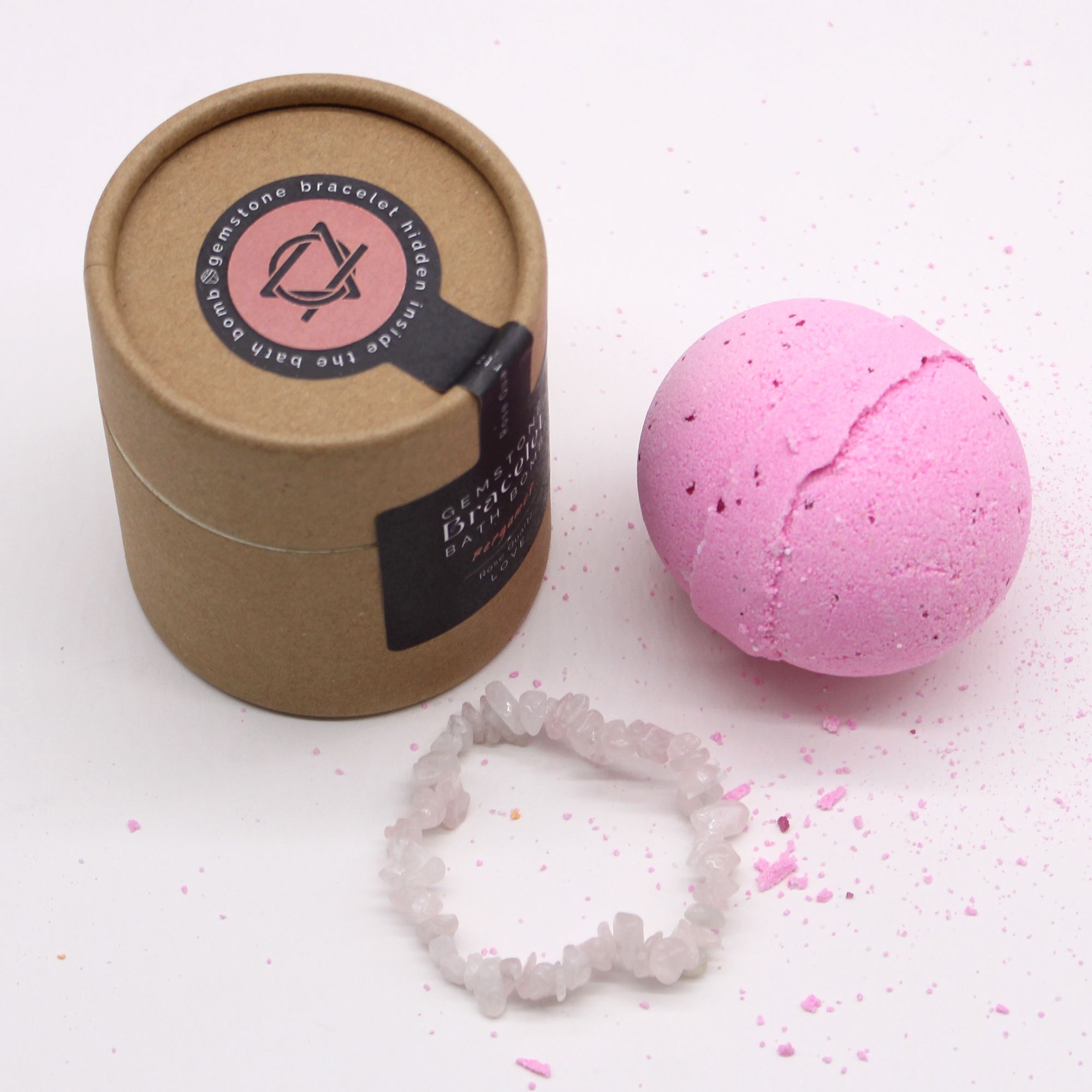 Rose Quartz Gem Bracelet Bath Bomb - YourGiftIdeasUK
