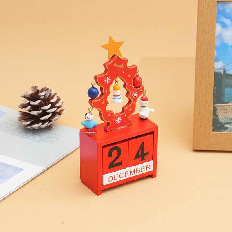 Wooden Christmas Calendar Ornament Desktop Decoration