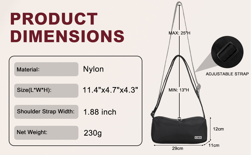 Miss Lulu Classic Crossbody Bag for Women - Stylish & Roomy Shoulder Bag, Unisex Fanny Pack Hobo Purse, Lightweight & Durable, P