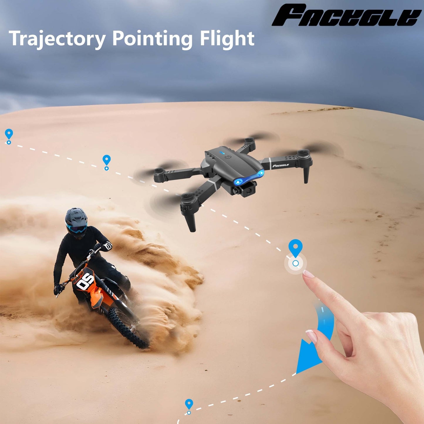 FACEGLE E99 Dual Camera Drone with Dual Batteries - WiFi Enabled, Foldable Remote Control, Perfect for Beginners & Gifts, Indoor/Outdoor Use