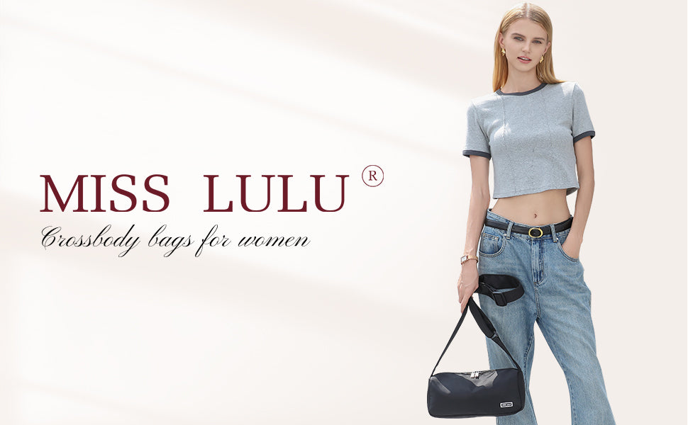 Miss Lulu Classic Crossbody Bag for Women - Stylish & Roomy Shoulder Bag, Unisex Fanny Pack Hobo Purse, Lightweight & Durable, P