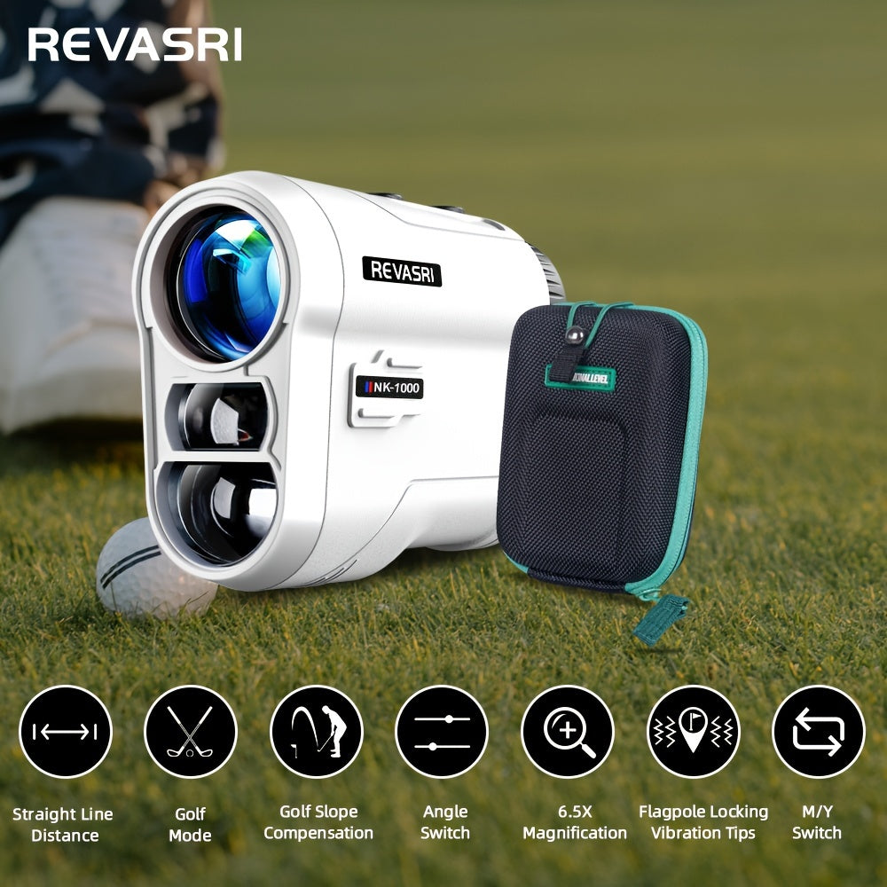 REVASRI Golf Rangefinder With Slope And Pin Lock Vibration, External Slope Switch For Golf Tournament Legal, Rangefinders With Rechargeable Battery 1000YDS Laser Range Finder