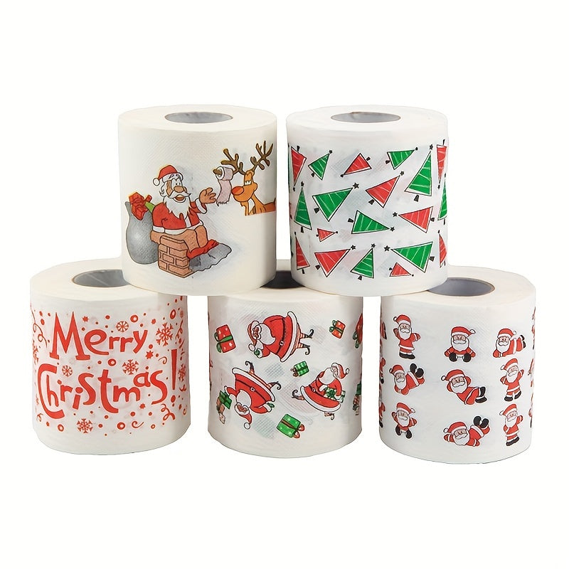 Festive Christmas Toilet Paper Roll: 10x10cm Santa Printed Tissue, Merry Christmas Home Decoration, Suitable for Christmas and New Year Parties