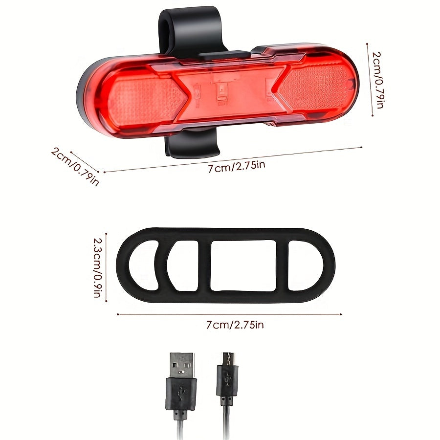 LED Bike Light Set - 6 Flash Modes, USB Rechargeable, Durable Aluminium Housing, Rear Safety Light, Water-Resistant, Long-Lasting Battery Life for Cycling, Biking, Motorcycling and Commuting