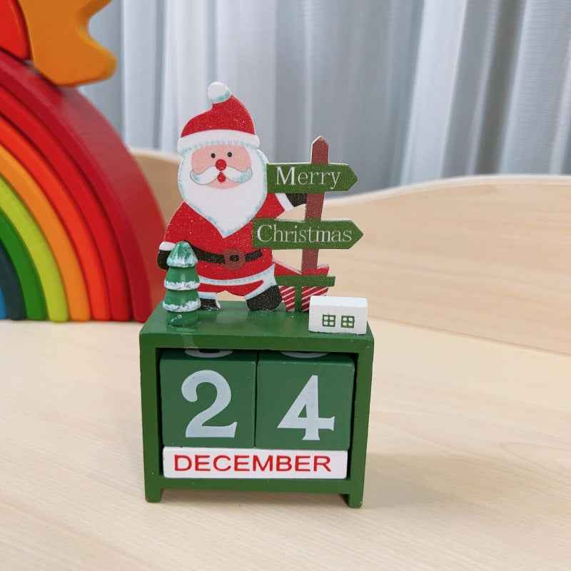 Wooden Christmas Calendar Ornament Desktop Decoration