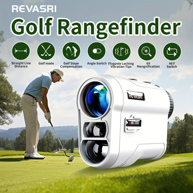 REVASRI Golf Rangefinder With Slope And Pin Lock Vibration, External Slope Switch For Golf Tournament Legal, Rangefinders With Rechargeable Battery 1000YDS Laser Range Finder